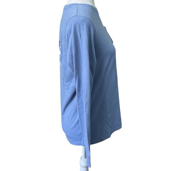 Vineyard Vines Light Blue Snowboarding Whale Long Sleeve Pocket T Shirt Size Med - Picture 4 of 11